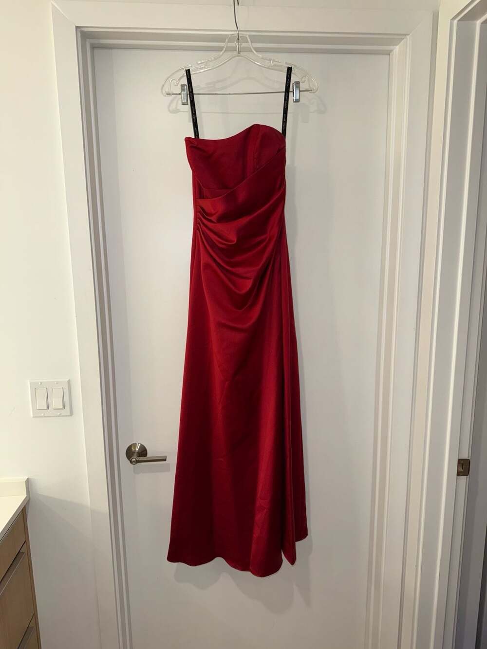 Alfred Angelo Claret Red Strapless Ruched Evening Gown